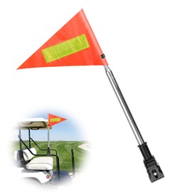 Golf Cart Flag, 8.7×11.8in Red Safety Flag with Telescoping Flagpole and Flags Fastener, Reflective Golf Cart Flags with Pole and Mount for Bicycles, Motorcycles