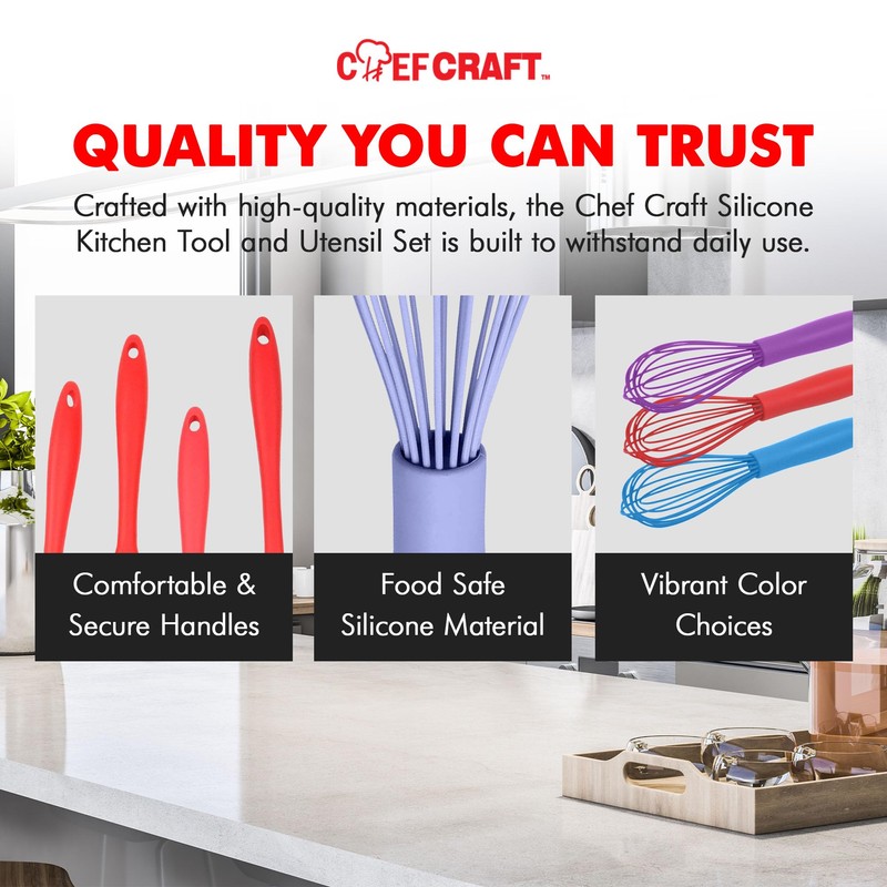 Chef Craft Premium Silicone Wire Cooking Whisk, 10.5 inch, Pastel