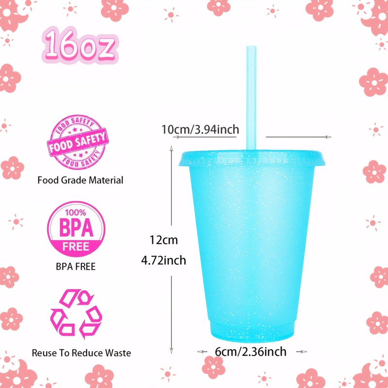Yisituo 16 Oz Plastic Cups (15, Hellblau)