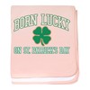 CafePress Born Lucky On St. Patrick's Day Baby Blanket, Super