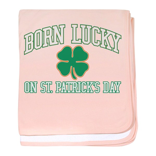 CafePress Born Lucky On St. Patrick's Day Baby Blanket, Super