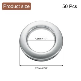 Sourcing Map 50pcs Curtain Grommets, 1-5/7" (42 mm) ID Eyelet Rings for Window, Bathroom, Bedroom Curtain Rod, Sand Silver