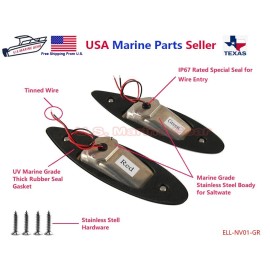 Mear Gear Marine Boat Navigation Pair LED Side Tear Drop Lights SS Vertical Mount 12V