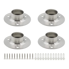 4 PCS Shower Curtain Rod Holder, ULIFESTAR Closet Rod Brackets Heavy Duty Stainless Steel Pipe Pole Flange Socket Wardrobe Bracket End Supports,Easy Installation Quick Removal (Diameter 19mm/0.75'')