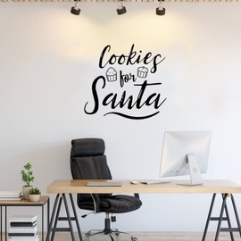 Cookies for Santa Vinyl Wall Art Decal, Fun Trendy Christmas Winter Season Quotes, Christmas Seasonal Holiday Sticker - Indoor Outdoor Home Wall Decor 18 Inch