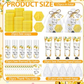 75 piezas/25 juegos de recuerdos de baby shower con temática de abejas para invitados Sweet As Can Bee Bálsamos labiales a Little Honey Is on The Way Crema de manos Jabón de nido de abeja
