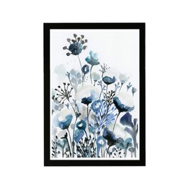 Wynwood Studio Floral and Botanical Framed Wall Art Prints 'Deep Forest' Gardens Home Décor, 13" x 19", Blue, White