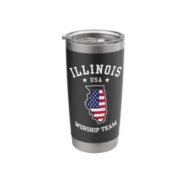 Worship Team. Illinois. America Flag. Christian Faith Stainless Steel Insulated Tumbler
