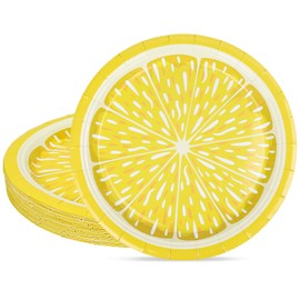 FYSUIMU 24 Pcs Lemon Paper Plates Yellow Lemon Slice Disposable Plates 9 Inch Citrus Fruit Party Tableware for Summer Birthday Baby Shower Table Decor Supplies
