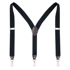 Ausukler Men's Braces Extra Strong 3.5 cm Wide with Rotating Hooks and Elastic Straps Y-back for Jeans, black