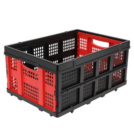 50L Collapsible Utility Crate, Hand Trucks Foldable Storage Bin Organizer, Hand Trucks Stackable Folding Crate Plastic Folding Baskets(1 Pack)