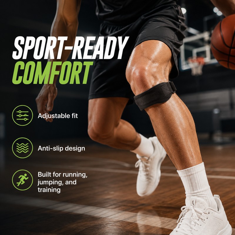 Patella Knee Strap for Sports Support – Adjustable Neoprene Compression