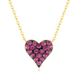 GAVU Women's Heart Necklace with Rhinestones Diamond Heart Pendant in Silver, 14K Gold and Rose Gold Available, Stone, Rhinestones