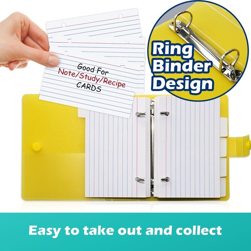 3x5 Lined Index Cards with Ring Binder Holder and Dividers,