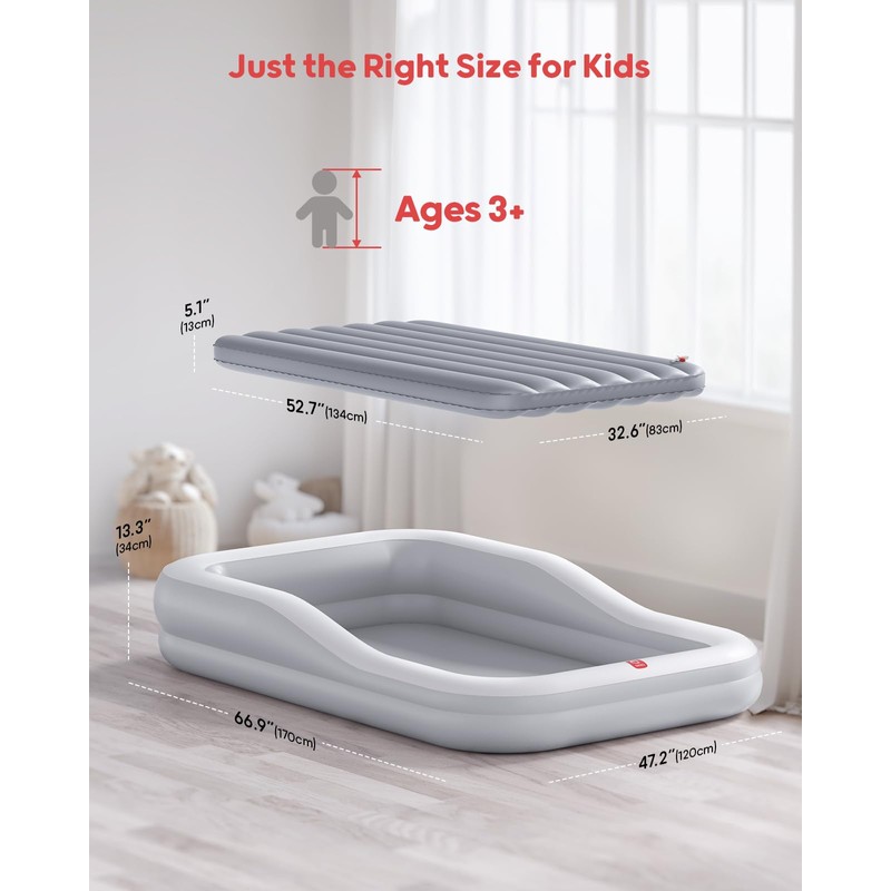 QPAU Inflatable Portable Kids Air Mattress, Ideal for Home, Grandma's,