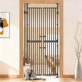 YGP Extra Tall Cat Gate,Width 33-37.8" No Drilling Pet Gate for Doorways,1.3" Narrow Bar,Auto Close and Jump Proof Pet Gate Safety for Stairs,Indoor,Kitchen Use