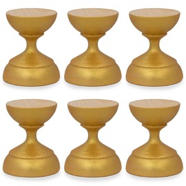 BestPysanky Set of 6 Golden Wooden Ukrainian Easter Egg Stand Holder Display 1.5 Inches