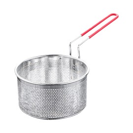 DASNTERED Frying Basket with Handle, Fried Basket Long Handle Universal Stainless Steel For Pot Round Food Strainer Basket