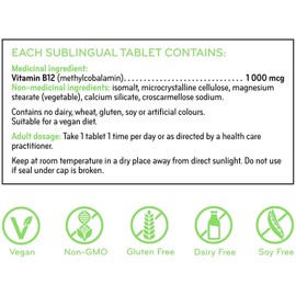 SISU Vitamin B12 1000 mcg Methylcobalamin, 180 Tablets - Sublingual Vitamin B12 Supplement - Metabolism & Red Blood Cell Support - Vegan, Non-GMO, Soy, Gluten & Dairy Free - 180 Servings (Pack of 1)