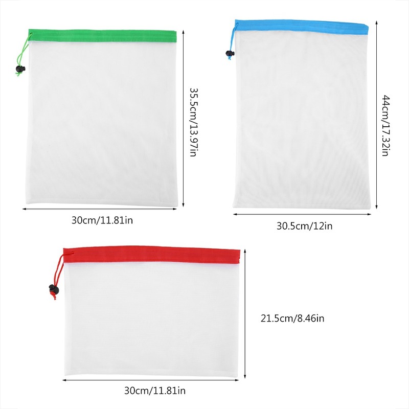 16Pcs Reusable Washable Vegetable Fruit Mesh Bags Storage Pouch with