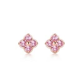 FH.bird Women's Stud Earrings, Popular 18K Four-Leaf Clover Design, November Birthstone "Beautiful Prayers," Hypoallergenic 925 Sterling Silver, Topaz, Cute, Gift for New Year's Eve or Birthdays,