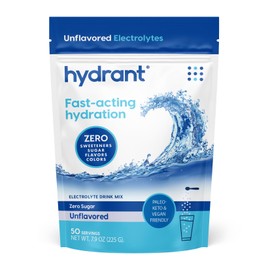 HYDRANT Bulk Unflavored Electrolytes, Fast Acting Hydration with Zero Sugar, Extremely Subtle Taste, Electrolyte Drink Mix (50 Servings, Unflavored)