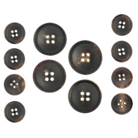 Bezelry Dark Brown Genuine Horn Blazer Button Set. 4 Pcs of 23mm, 8 Pcs of 15mm
