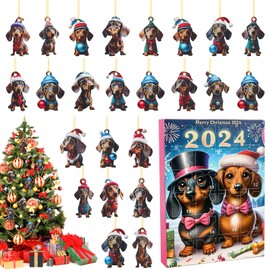 Dog Advent Calendar 2024, Acrylic Christmas Tree Pendant Dog, Christmas Tree Decoration, 24-Day Christmas Countdown Calendar for Dog Lovers