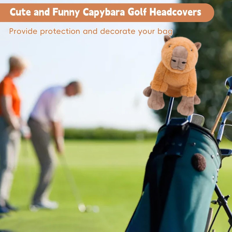 Funny Capybara Golf Headcover, Animals Plush Golf Club Head Covers,