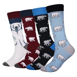 Cansok - Paquete de 2/4 calcetines divertidos para hombre, Osos polares - 4 pares, 11-14
