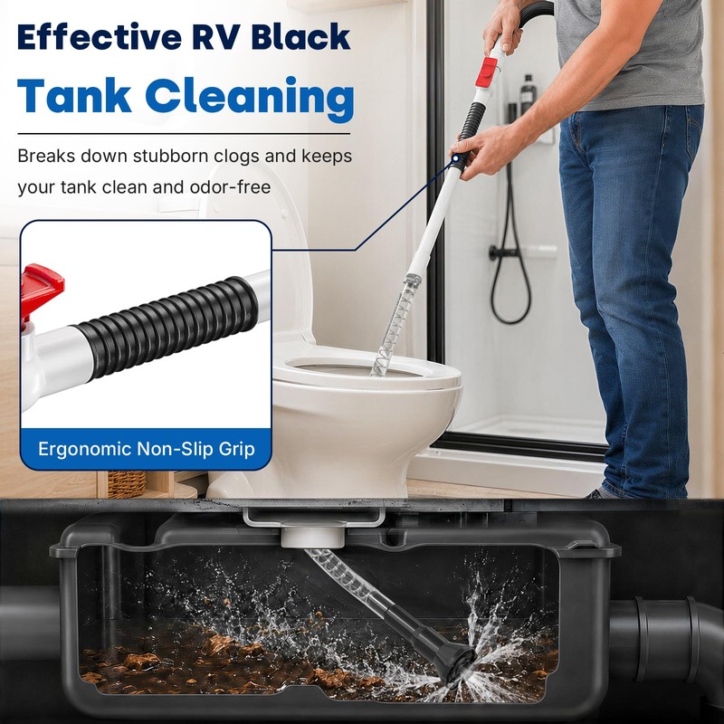 Glosaie RV Holding Tank Swivel Stik Rinser, RV Black Tank