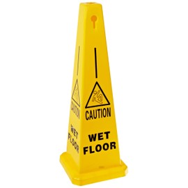 Brady 77202 35" Height, Black And Red On Yellow Color Bradycone Warning System, Legend "Wet Floor"