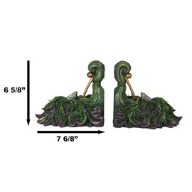 Ebros Gift Mythical Forest Tree Spirit Ent Celtic Greenman with Cigar Pipes Decorative Bookends Figurine Pair Set Wicca Horned God Sculptural Bookend Library Bookshelf Accent