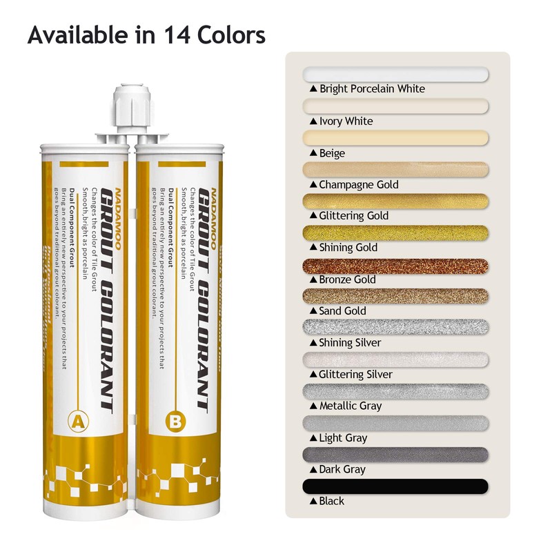 NADAMOO Epoxy Grout Beige, Dual Tubes Waterproof Tile Grout 19oz