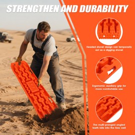 GCCSJ Off-Road Traction Boards with Jack Lift Base: 2 PCS Recovery Tracks for Sand, Mud, Snow, Off Road Traction Boards for RV Truck 4X4 SUV Emergency Tire Traction (41", Orange)