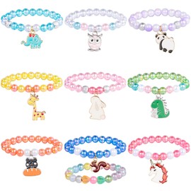 Alomois 10pcs Girls Bracelet for Teen Animal Beaded Bracelets Girls Jewelry Set for Goodies Bag Stuffers Fillers Birthday Party Favors