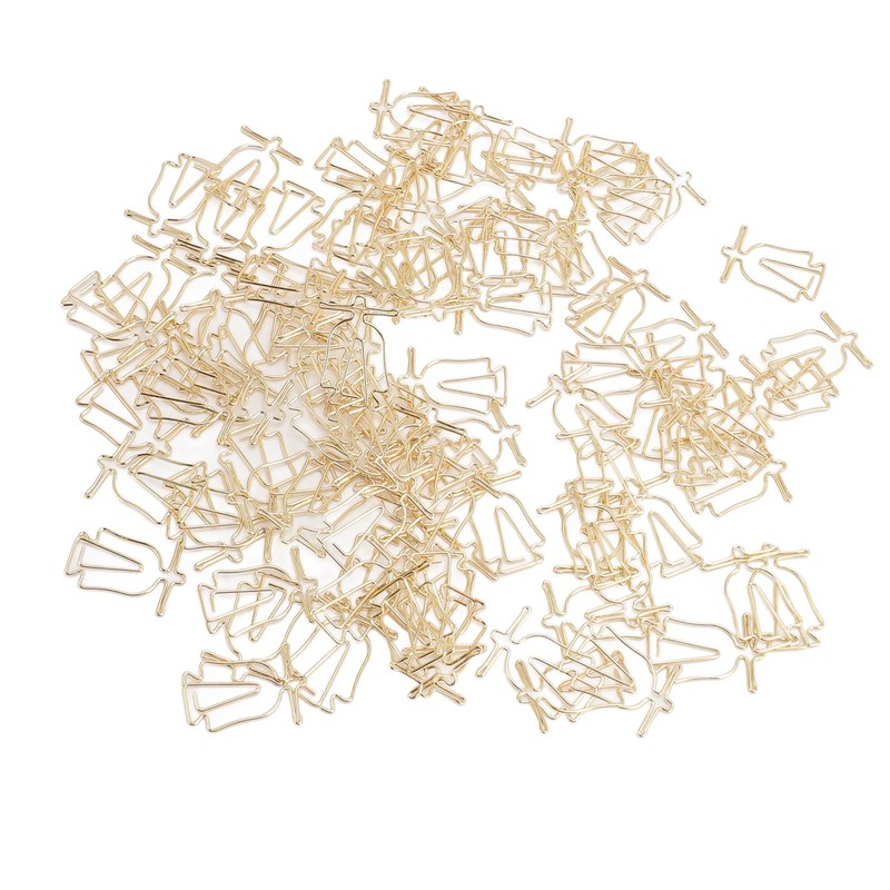 100Pcs Gold Paper Clips Cute Shape Stainless Steel Multifunction Metal