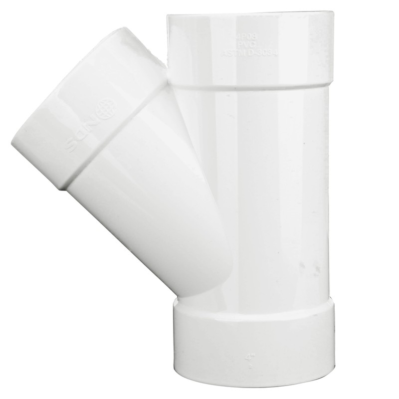 NDS 4P08 PVC S&D 45° Wye, 4-Inch, for Hub X