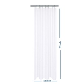 Stall Fabric Shower Curtain Waffle Weave 42 x 78 inches Long Size, Hotel Grade, Spa, 230gsm Heavy Duty, Water Repellent, Washable, White, 42x78
