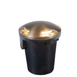 VOLT 12V 3-in-1 Waterproof Mini in-Grade Light with Brass Turret Top (Bronze) & 4W 2700K LED MR11 Bulb