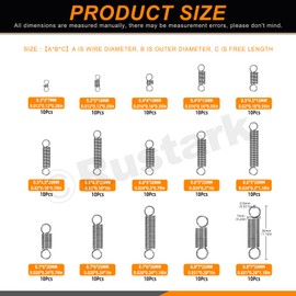 Rustark 150Pcs 15 Sizes Stainless Steel Extension Spring Assortment Kit Extension and Compression Springs Mechanical Springs with Hook End Small Spring Tension Spring for Shop Home Repairs DIY