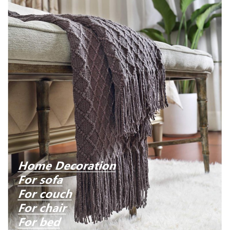 CREVENT Knitted Decorative Throw Blanket for Couch Sofa Chair Bed,