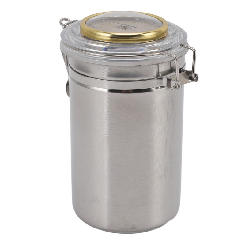 Cigar Jar Stainless Steel Silicone Ring with Hygrometer Waterproof Sealed