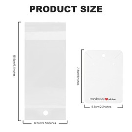 100Pcs Earrings Necklace Display Cards, Earring Holder Cards, Jewelry Display Holder Cards for Selling with 100 Self-Sealing Bags, Earring Cards for Selling DIY Ear Studs, Earrings and Jewelry Display, White