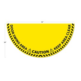 NMC Caution Door Swing Area Keep Clear Walk-On Floor Sign, 56 X 28, Half Circle, Textured Non-Slip Surface, Pressure Sensitive Vinyl, WFS100, Multi-Color