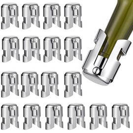 Tessco for you 18 Pcs Stainless Steel Champagne Stopper Bulk Reusable Bottle Sealer Wine Corker Champagne Cork Stopper Saver Plug for Prosecco Sparkling (Silver)
