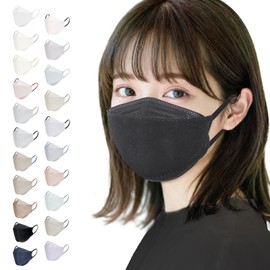 Hellozebra 3D Mask, Small, Black, Small Face, For Women, Middle School & Years, Non-woven Fabric Mask, Black, Small, Bi-Color, 2025 Fall & Winter Colors, Individually Wrapped Mask, 32 Pieces, Diamond