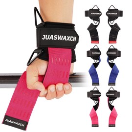 JUASWAXCH Weight Lifting Wrist Straps, Deadlifting Strength Training Straps, with Neoprene Padded Wraps, Double Layer Cotton Hand Grips,Pink Color, Gifts for Men and Women