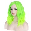 WTHCOS Lime Green Wig Short Curly Wavy Bob Green Wig