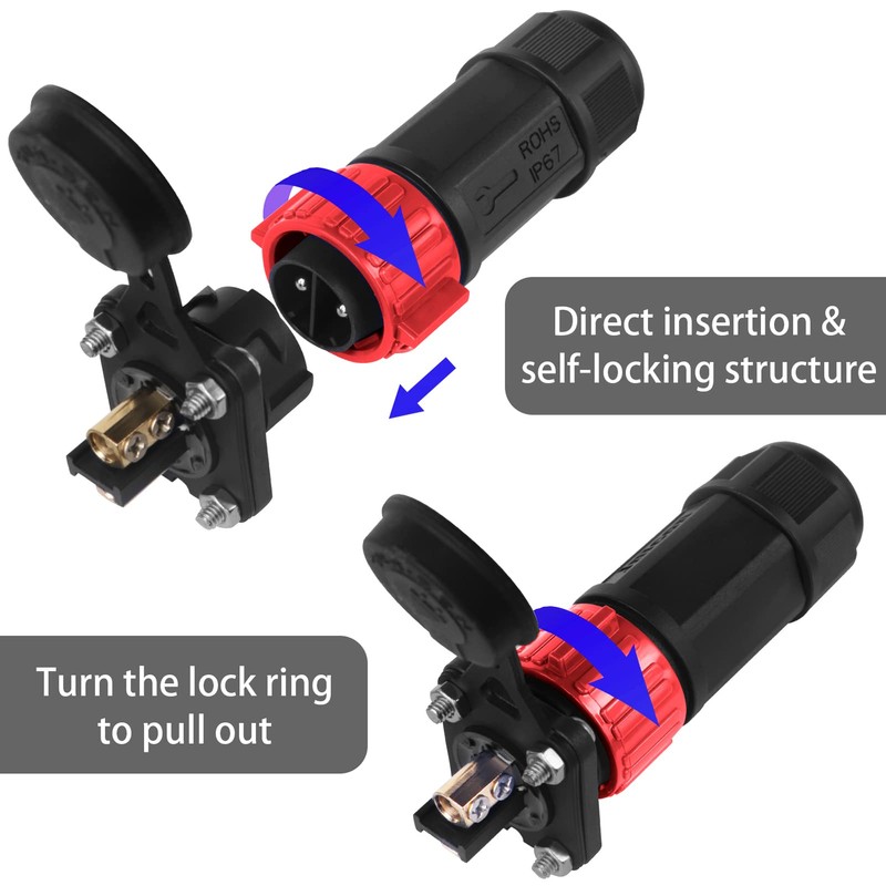 Trolling Motor Plug Receptacle Set, 12V/24V/ 36V/48V Plug for Trolling